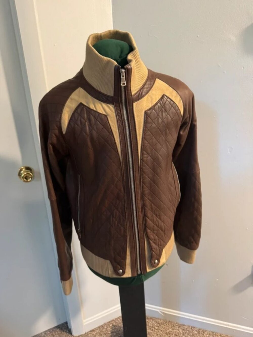 Brown and Tan Leather Jacket